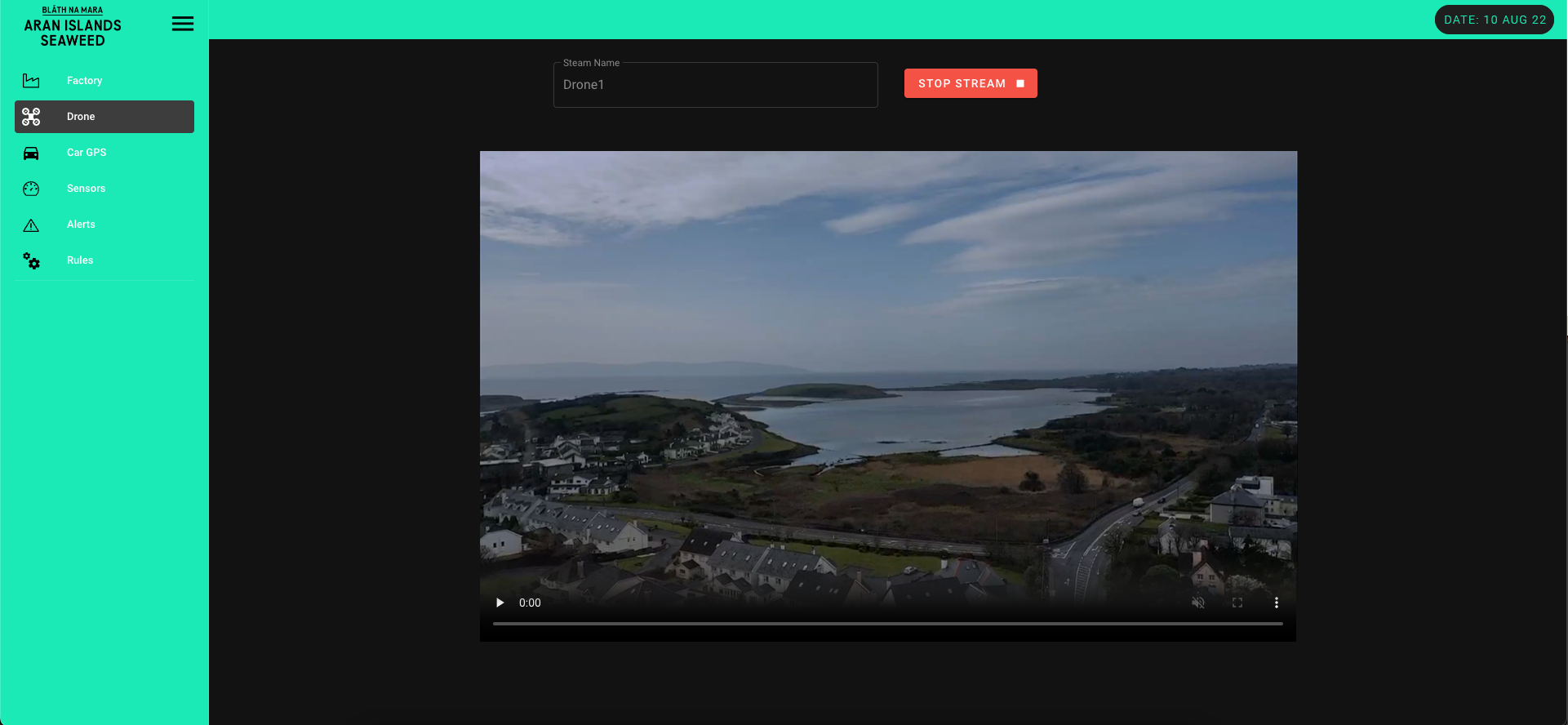 A screenshot of live drone footage