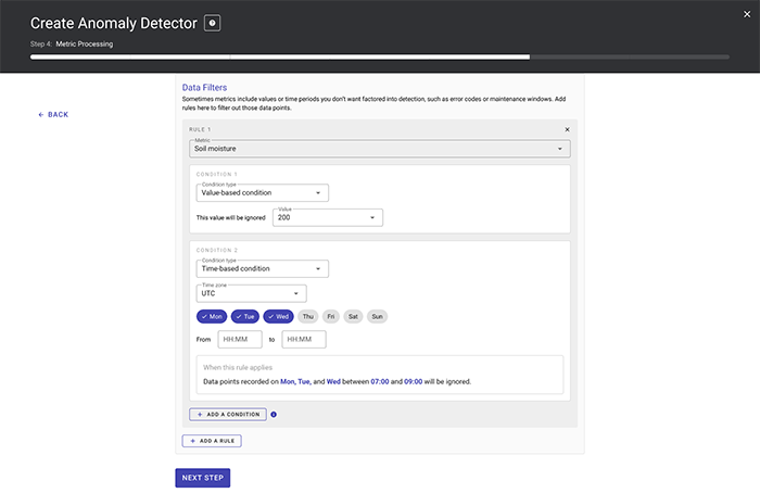 anomaly detection wizard in the Davra Platform