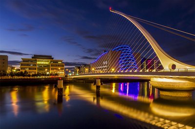 Dublin waterfront and Samuel Beckett bridge