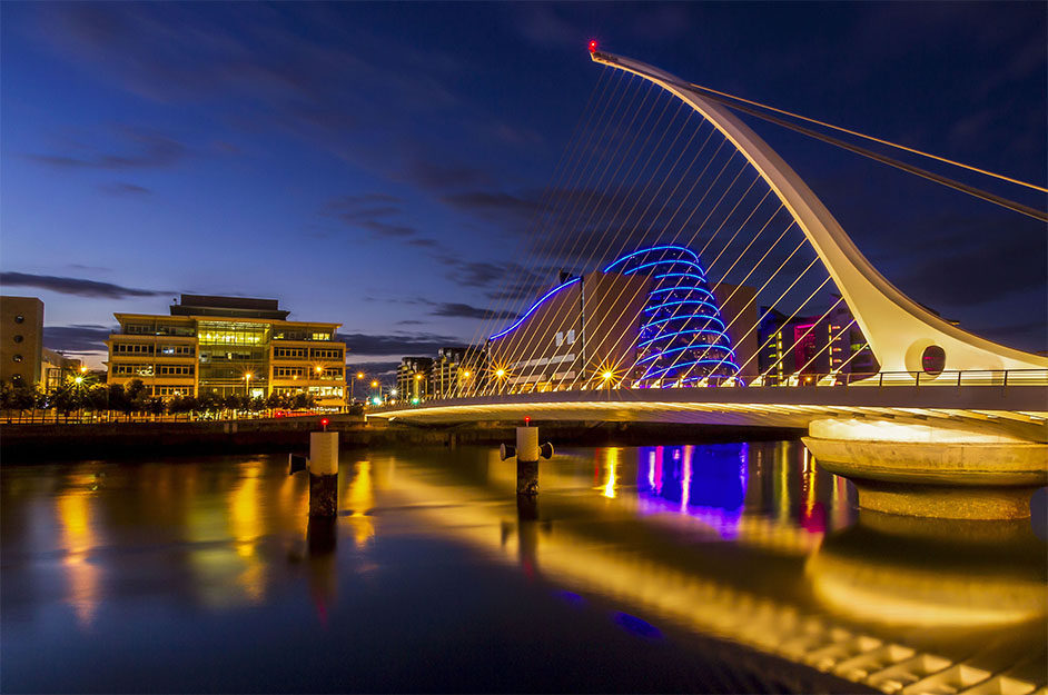 Dublin waterfront and Samuel Beckett bridge