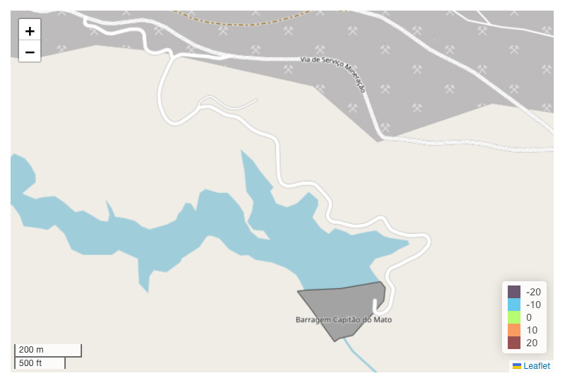 openstreetmaps map of water area with a nearby road