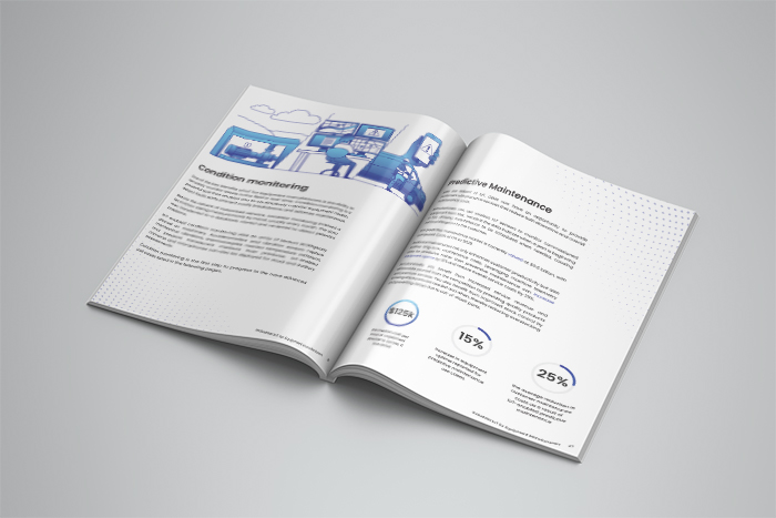 Pages of a book showing IoT use cases of condition monitoring and predictive maintenance