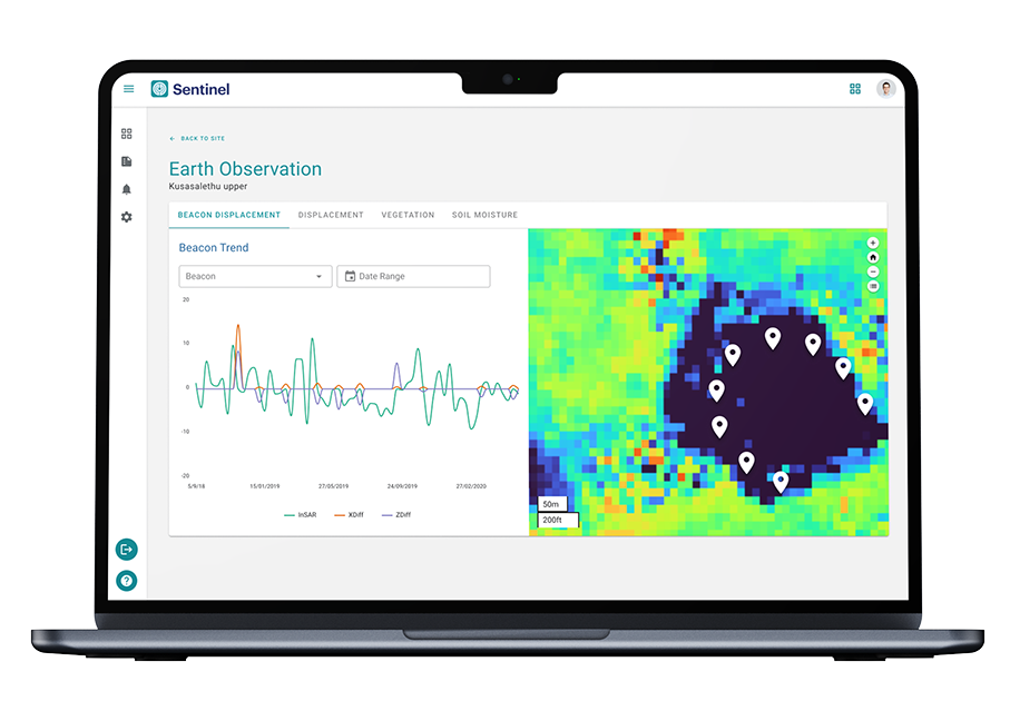 Screenshot of Davra Sentinel's Earth Observation Dashboard