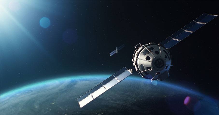 a satellite orbiting the Earth